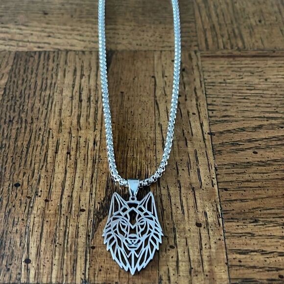 🌟Host Pick🌟 Laser Cut Steel Wolf Pendant - Picture 3 of 3